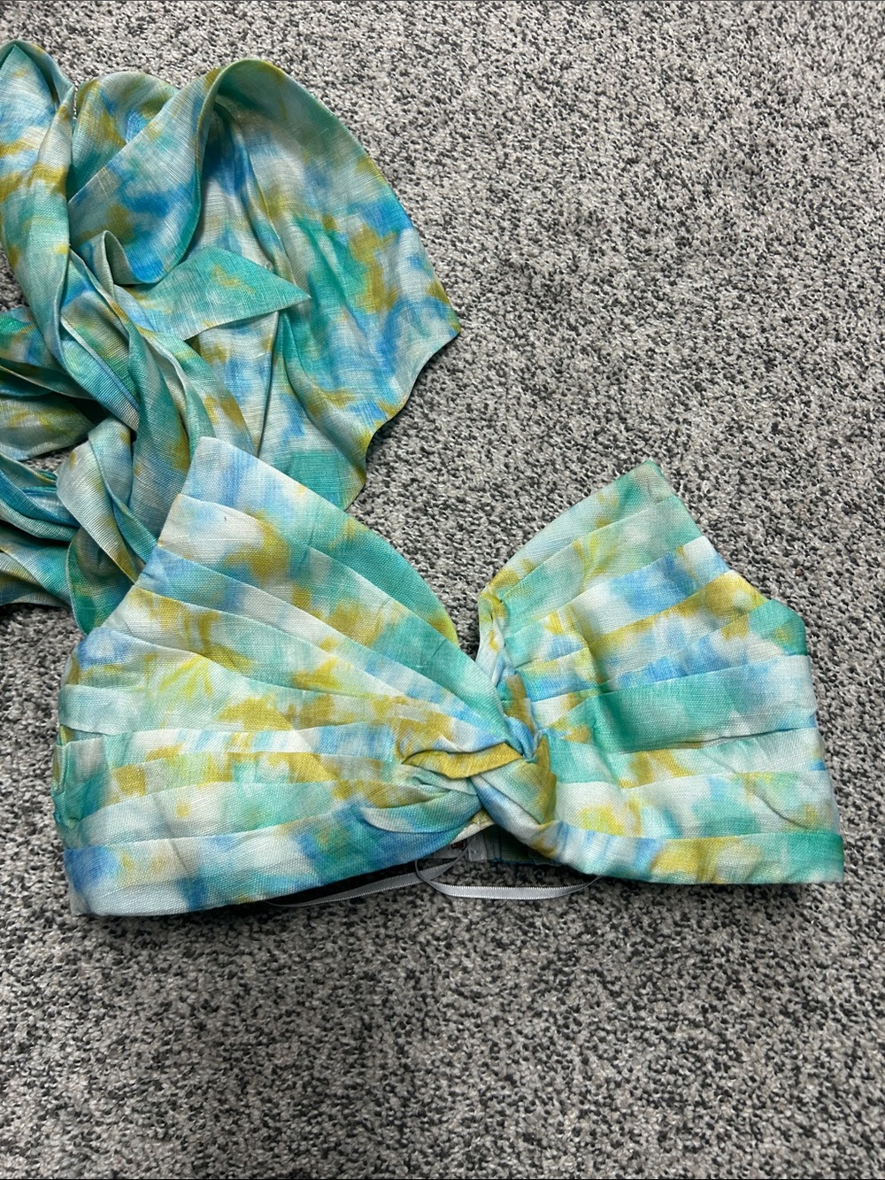 Zimmermann Turquoise Blue Tie-Dye Bandeau Camisole with Knot